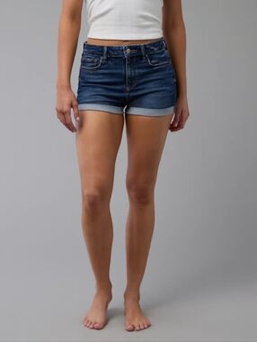 American Eagle Outfitters The Dream Shorts Dark Blue Denim Roll-Cuff Jean 4